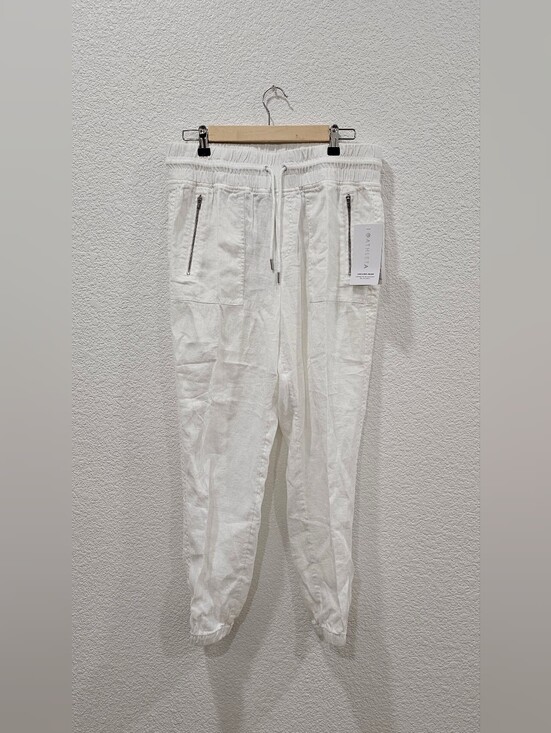 Athleta Pants - Athleta Cabo Linen Jogger Pants Womens 10 White 100% Linen Drawstring NWT